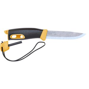 Cuchillo Morakniv Companion Spark amarillo con hoja de acero 12C27 (inox) de 10.4 cm y empuñadura de Caucho de 13.4 cm