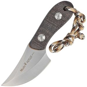 Compra aquí tu Cuchillo Muela MOUSE-7M con hoja de acero Sandvik 14C28N de 6,5 cm y empuñadura de micarta yute marrón-mostaza de 8 cm, ¡Somos su tienda en Albacete!