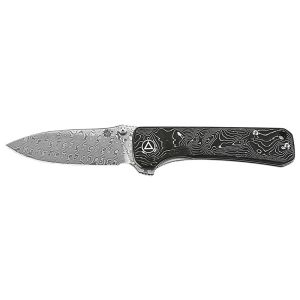 Navaja Hawk con hoja de acero Damasco de 8.2 cm y empuñadura de Fibra de carbono de 10.5 cm