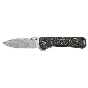 Navaja Hawk con hoja de acero Damasco de 8.2 cm y empuñadura de Fibra de carbono de 10.5 cm