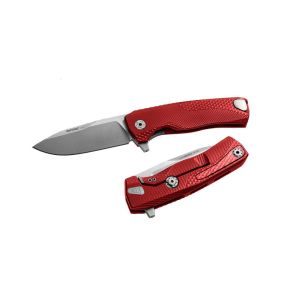 Navaja italiana LIONSTEEL ROK A RS con hoja de acero M390 de 8,3 cm y empuñadura de aluminio rojo