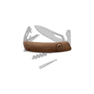 Navaja multiusos suiza Swiza SH03 Allmatt - Nogal con hoja de acero 440C de 75.cm. Bloqueo por liner-lock con botón y diez usos diferentes