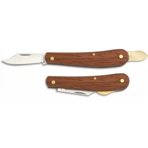 Navaja Injertar con hoja de acero 3Cr13MoV de 5.40 cm y empuñadura de Madera de 10.00 cm