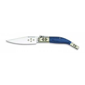 Navaja Clásica con hoja de acero Inox de 9.10 cm y empuñadura de estamina Azul de 11.10 cm