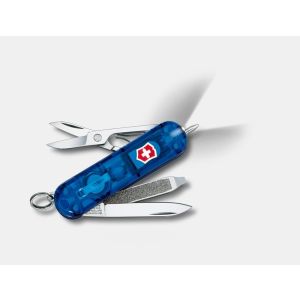NAVAJA VICTORINOX SIGNATURE LUZ, H.MULTIUSO C/TIJERA AZUL TRANS. 0.6226.T2