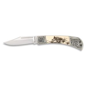 Navaja Jabali con hoja de acero 3Cr13MoV de 6.50 cm y empuñadura de ABS Decorado de 8.50 cm