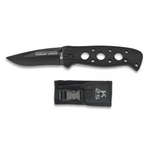 Navaja K-25 Táctica 10876 con hoja de acero 7Cr17Mov de 8,5 cm y empuñadura de Aluminio / Negro de 11,5 cm.