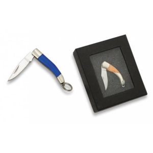 Navaja con hoja de acero 3Cr13MoV de 2.70 cm y empuñadura de Hueso/Azul de 3.30 cm