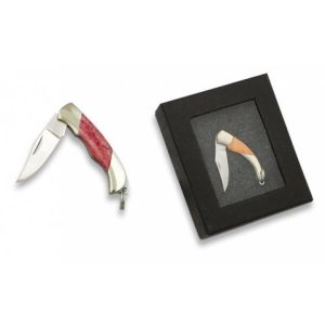 Navaja con hoja de acero 3Cr13MoV de 2.90 cm y empuñadura de Hueso/Rojo de 4.00 cm