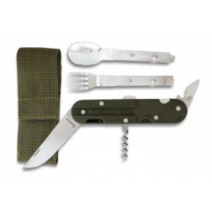 Navaja Multiusos de Camping Albainox 11018 con hoja de acero 3Cr13Mov de 8,9 cm y empuñadura de ABS/Verde de 14 cm.