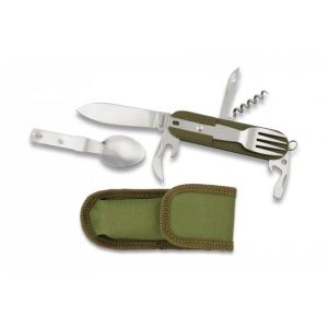 Navaja Multiusos de Camping Albainox 11020 con hoja de acero 3Cr13Mov de 7,6 cm y empuñadura de ABS/Verde de 10,3 cm.