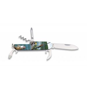 Navaja Albainox Pesca 3D 11131 con hoja de acero 3Cr13Mov de 6,3 cm y empuñadura de Aluminio/3D PRINT Pesca 2 Caras de 9 cm.