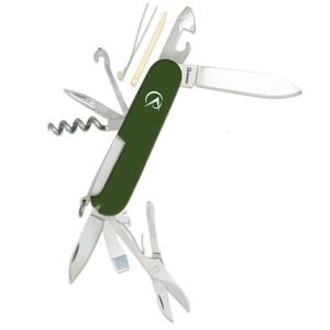 Navaja Albainox Usos Profesional 11136 con hoja de acero 3Cr13Mov de 6,7 cm y empuñadura de ABS / Verde de 9,5 cm.