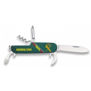 Navaja Multiusos Albainox Guardia Civil 11139 con hoja de acero 3Cr13Mov de 6,3 cm y empuñadura de Aluminio, 3D diseño de 9 cm.