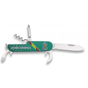 Navaja Multiusos Albainox Legion Española 11140 con hoja de acero 3Cr13Mov de 6,3 cm y empuñadura de Aluminio, 3D diseño de 9 cm.
