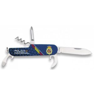 Navaja Multiusos Albainox Policia Nacional 11141 con hoja de acero 3Cr13Mov de 6,3 cm y empuñadura de Aluminio, 3D diseño de 9 cm.