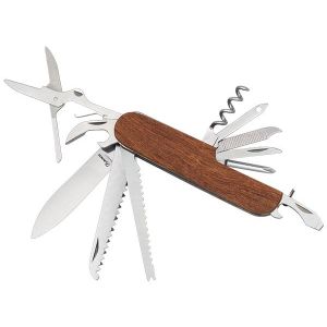 Navaja Multiusos Albainox 11151 con hoja de acero 3Cr13Mov de 6,2 cm y empuñadura de Madera de 9,2 cm.