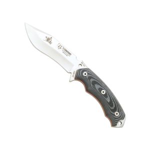 Cuchillo Cudeman 124-M-K* JJSK1 hoja de acero inoxidable MoVa 1.4116 de 12 cm empuñadura de micarta negra de 11,5 cm, funda de kydex