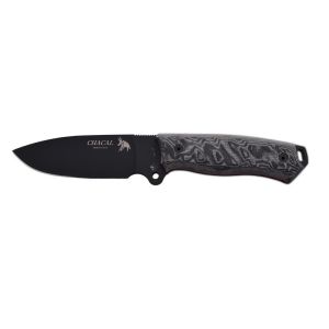 Cuchillo J&V Cuchillo CHACAL MICARTA Negra Lacado Negro Funda Piel