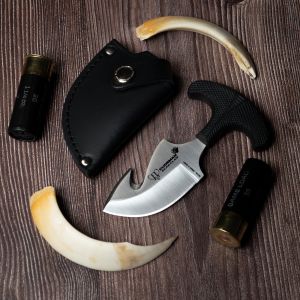 Cuchillo Cudeman Desollador 139-H BEAR CLAW con hoja de acero 440 de 8 cm y empuñadura de caucho funda de cuero