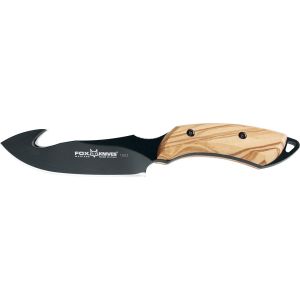 Cuchillo FOX EUROPEAN HUNTER 1503 OL hoja de acero N690Co tipo drop-point de 9,5 cm y empuñadura de olivo de 11,5 cm