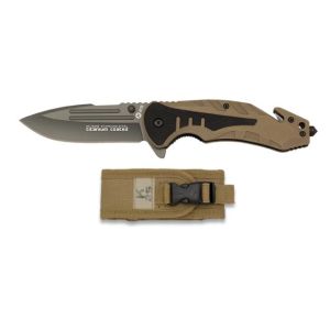 Navaja K-25 Táctica 18318 con hoja de acero 7Cr17Mov de 8,7 cm y empuñadura de g-10 Bicolor/ Tan-Negro de 12 cm.