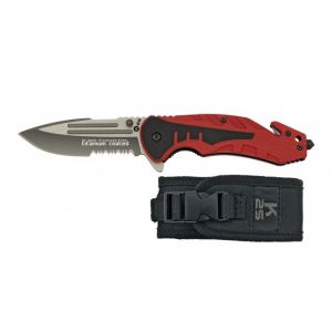 Navaja K-25 Táctica 18319 con hoja de acero 7Cr17Mov de 8,7 cm y empuñadura de g-10 Bicolor / Rojo-Negro de 12 cm.