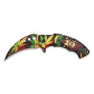 Navaja Albainox Marijuana 3D 18418 con hoja de acero 3Cr13Mov de 8 cm y empuñadura de ABS / 3D RELIEVE de 12,1 cm.