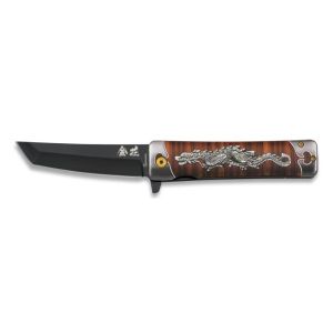 Navaja Albainox Dragon Plata 3D 18439 con hoja de acero 3Cr13Mov de 9,1 cm y empuñadura de Aluminio / impresión 3D de 11,8 cm.