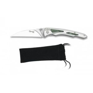 Navaja Albainox Albainox Plus 18483 con hoja de acero 3Cr13Mov de 8,3 cm y empuñadura de Acero e Imitacion Nacar/Acero y Verde de 10,9 cm.