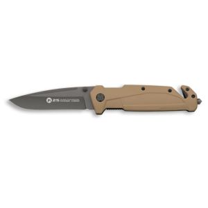 Navaja K-25 Táctica 18487 con hoja de acero 7Cr17Mov de 9 cm y empuñadura de Goma / Tan de 12,5 cm.