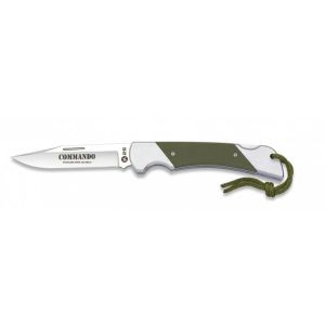 Navaja Táctica K-25 Commando 18643 con hoja de acero 8Cr13MoV de 8,5 cm y empuñadura de Acero + G10 Verde de 11,1 cm.