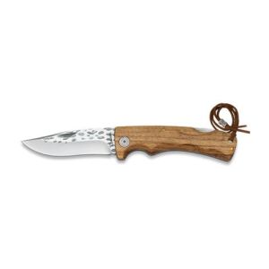 Navaja con hoja de acero 3Cr13MoV de 8.80 cm y empuñadura de Madera Zebra de 11.40 cm