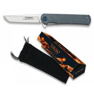 Navaja TOKISU G10 / fibra carbono azul CNC