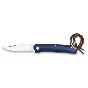 Navaja con hoja de acero Inox de 7.50 cm y empuñadura de estamina azul de 10.00 cm