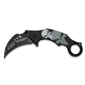 Navaja Entrenamiento Albainox Calavera 18713-A con hoja de acero 3Cr13Mov de 7 cm y empuñadura de ABS Decorado 3D de 12 cm.