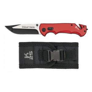 Navaja Seguridad K-25 18757 con hoja de acero 7Cr17Mov de 9 cm y empuñadura de Aluminio Rojo de 12 cm.