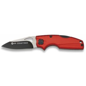 Navaja K-25 18774 con hoja de acero 7Cr17Mov de 5,8 cm y empuñadura de Aluminio rojo de 7,8 cm.