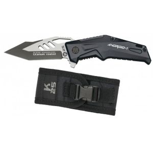 Navaja Táctica K-25 Android 18790 con hoja de acero 7Cr17Mov de 9 cm y empuñadura de Aluminio/engomada negra de 11,9 cm.