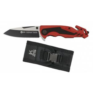 Navaja Táctica K-25 18791 con hoja de acero 7Cr17Mov de 8,8 cm y empuñadura de G10 Rojo-Negro de 11,5 cm.