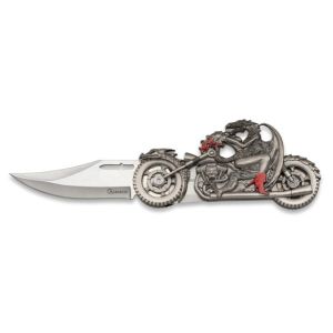 Navaja Albainox Moto Dragón-chica 18835 con hoja de acero 3Cr13Mov de 8 cm y empuñadura de Zamak de 12 cm.