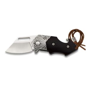 Navaja Mini Albainox 18843 con hoja de acero 3Cr13Mov de 4 cm y empuñadura de Madera Negra de 6,4 cm.