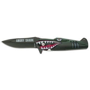 Navaja Albainox Angry Shark 18844 con hoja de acero 3Cr13Mov de 8,5 cm y empuñadura de ABS / Diseño 3D de 12,5 cm.