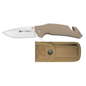 Navaja Táctica K-25 18850 con hoja de acero 7Cr13Mov de 9 cm y empuñadura de G10/Marron de 12,5 cm.