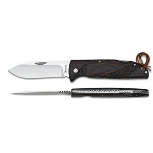 Navaja con hoja de acero 3CR13MOV de 9.50 cm y empuñadura de Madera Wengué de 12.30 cm