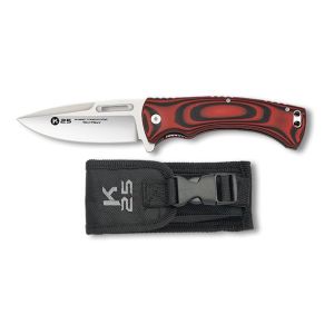 Navaja K-25 18867 con hoja de acero 7Cr17Mov de 9,8 cm y empuñadura de G10/Wengue rojo de 0 cm.