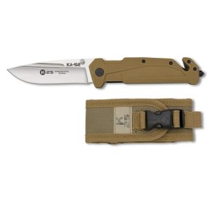 Navaja Táctica K-25 KA-52 18870 con hoja de acero 7Cr17Mov de 9 cm y empuñadura de Goma/Coyote de 12 cm.