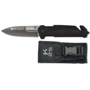 Navaja Táctica K-25 AH-64 18871 con hoja de acero 3Cr13Mov de 9 cm y empuñadura de Goma/Negro de 12 cm.