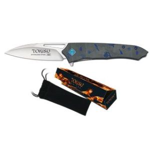Navaja TOKISU D2 Fibra carbono azul-G-10