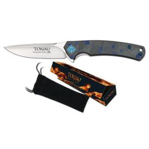 Navaja TOKISU D2 Fibra carbono azul G-10